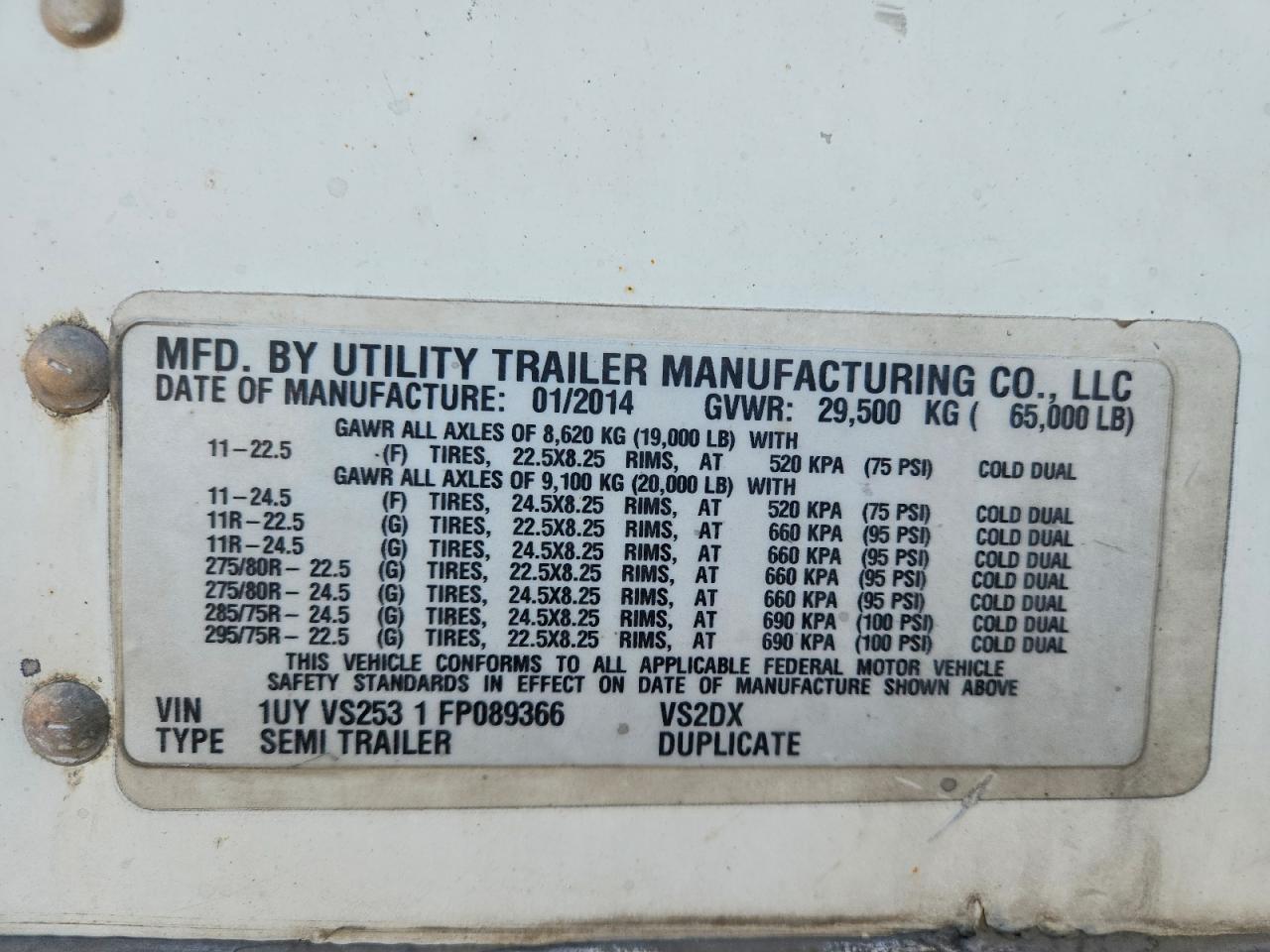 2015 UTILITY All models VIN 1UYVS2531FP089366 photo 10