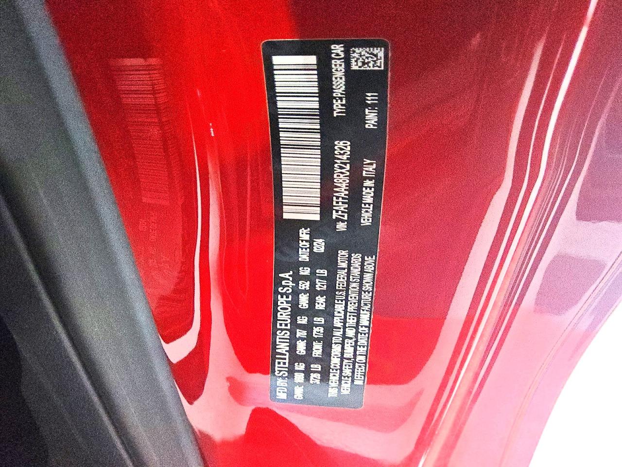 2024 Fiat 500 VIN ZFAFFAA48RX214326 photo 12