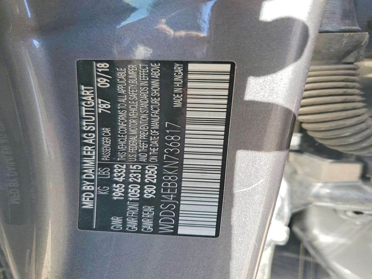 2019 Mercedes-Benz Cla-class VIN WDDSJ4EB8KN736817 photo 12