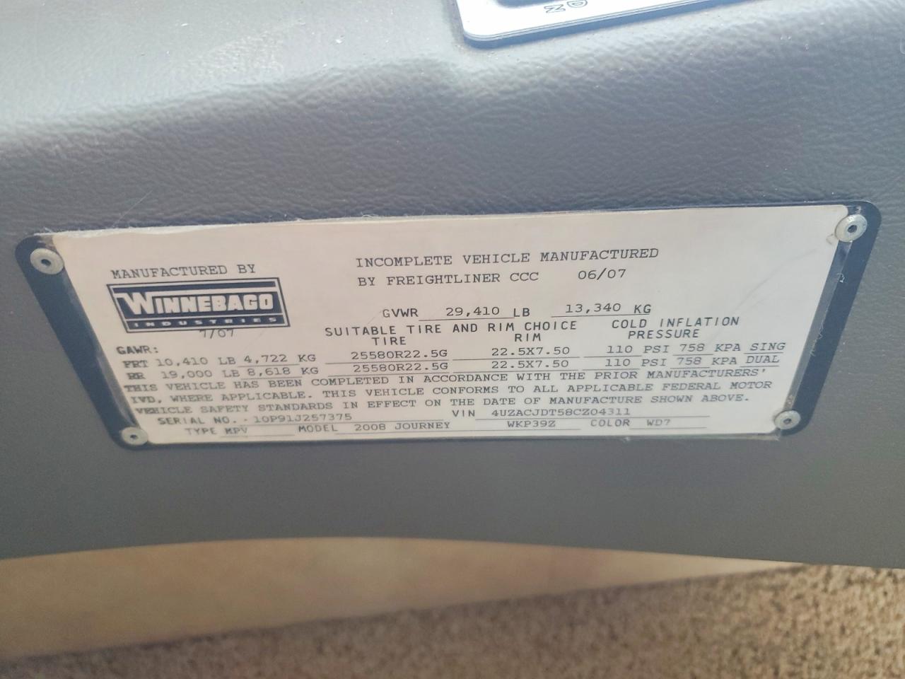 2008 WINNEBAGO All other VIN 4UZACJDT58CZ04311 photo 10