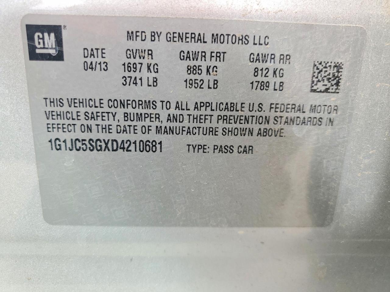 2013 Chev Sonic VIN 1G1JC5SGXD4210681 photo 12