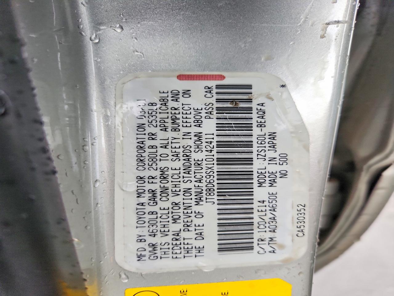 2001 Lexus Gs VIN JT8BD69SX10142411 photo 12