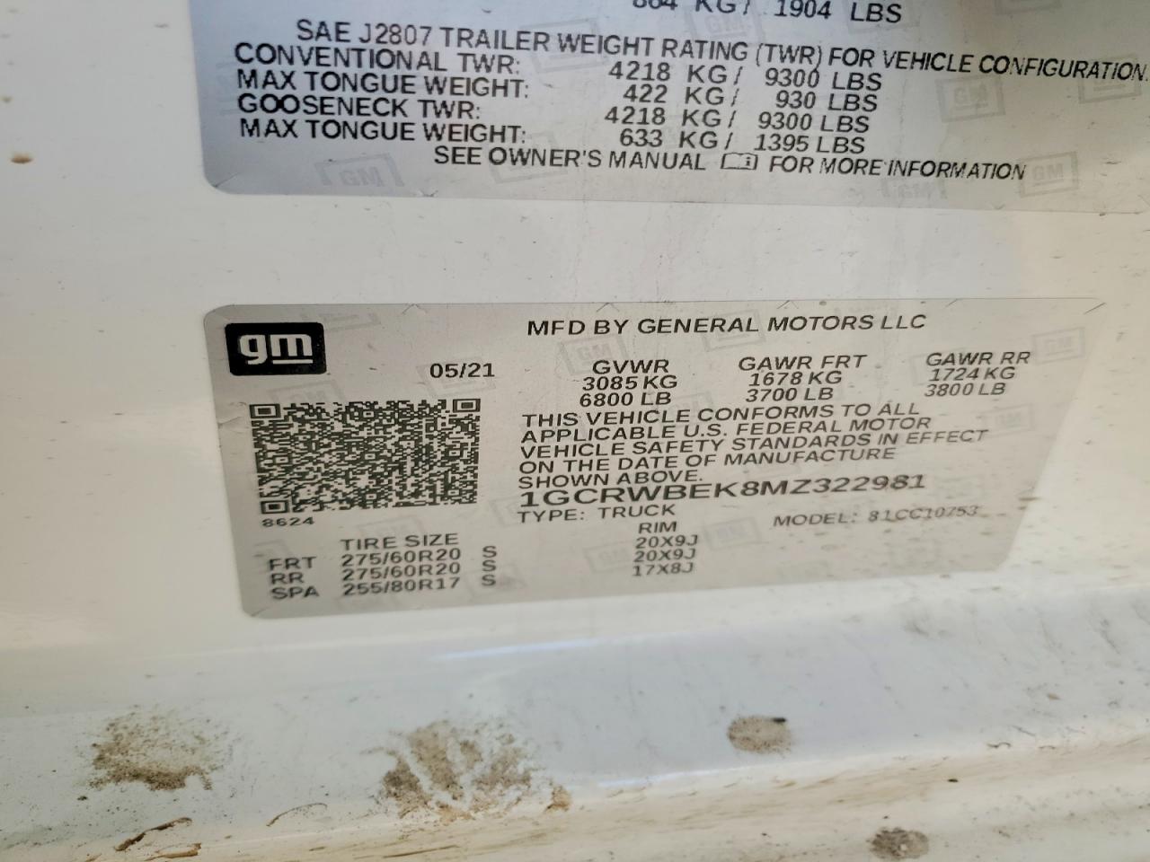 2021 Chevrolet All models VIN 1GCRWBEK8MZ322981 photo 12