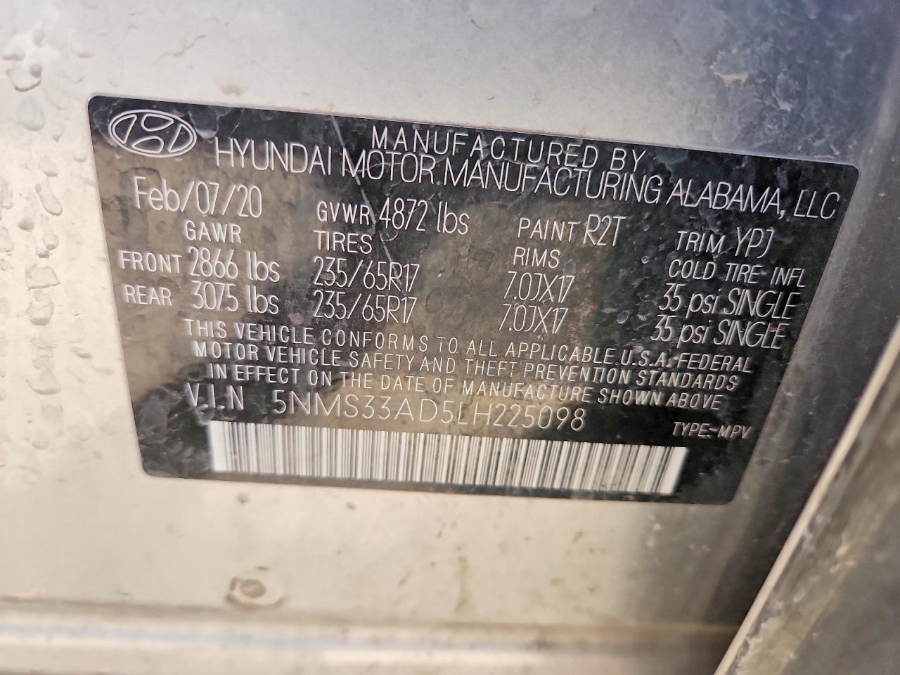 2020 Hyundai Santa fe VIN 5NMS33AD5LH225098 photo 12