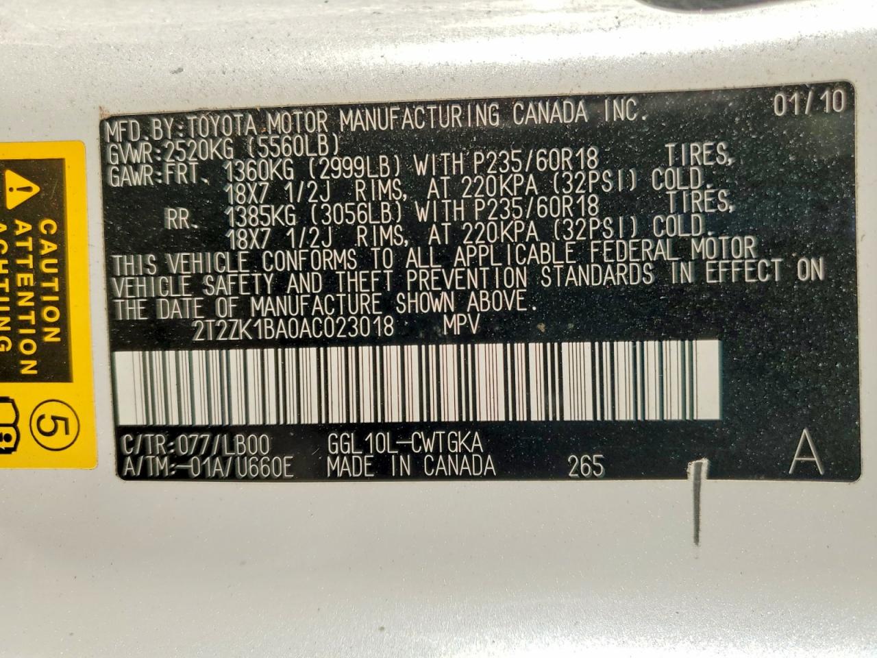 2010 Lexus Rx350 VIN 2T2ZK1BA0AC023018 photo 12