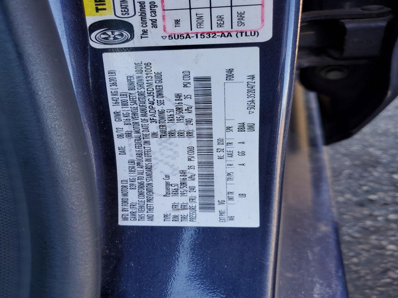 2013 Ford Fiesta VIN 3FADP4CJ5DM131006 photo 12