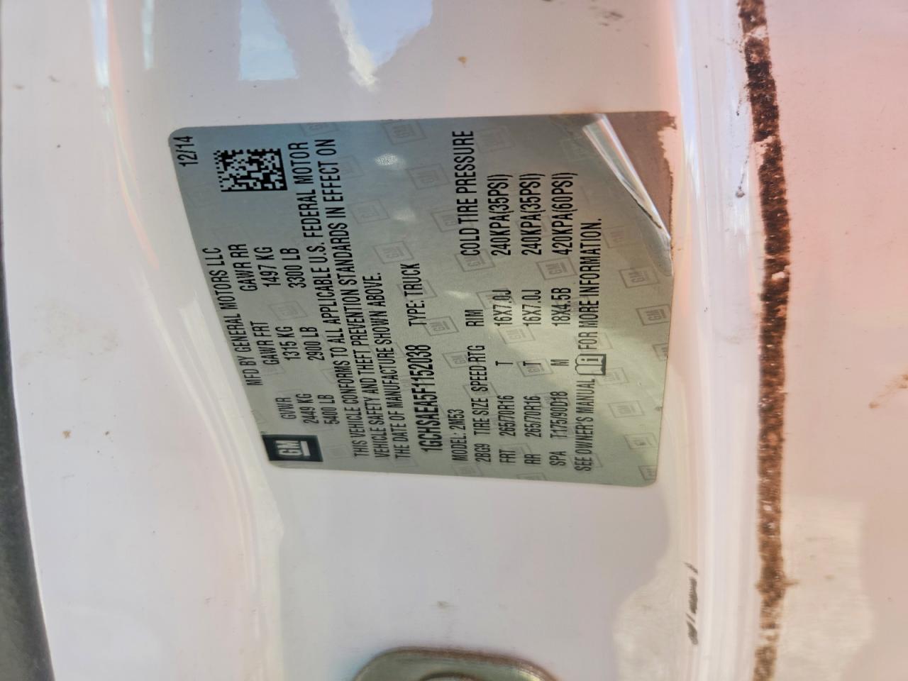 2015 CHEV Colorado VIN 1GCHSAEA5F1152038 photo 12
