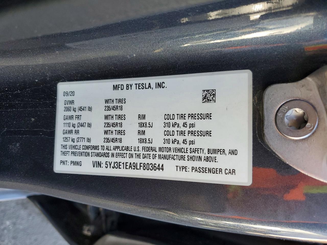 2020 Tesla Model 3 VIN 5YJ3E1EA9LF803644 photo 12