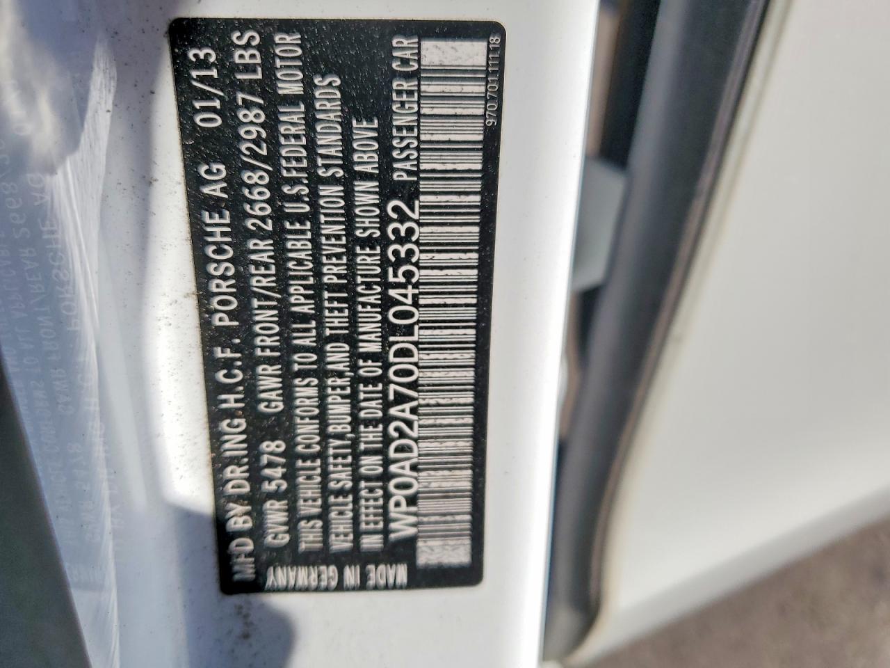 2013 PORSCHE Panamera VIN WP0AD2A70DL045332 photo 12