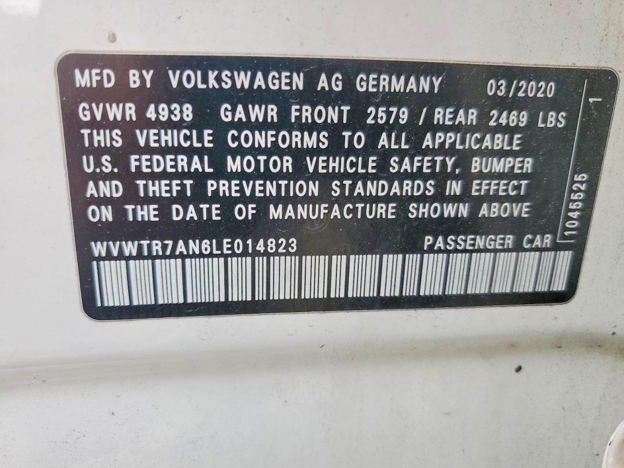 2020 Volkswagen Arteon VIN WVWTR7AN6LE014823 photo 12