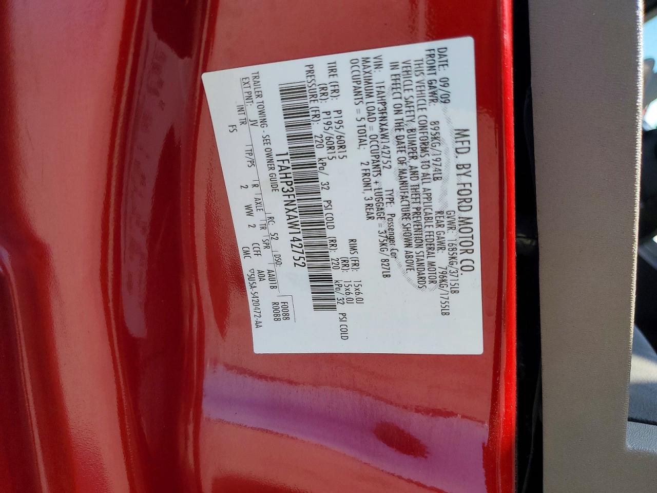 2010 Ford All models VIN 1FAHP3FNXAW142752 photo 12