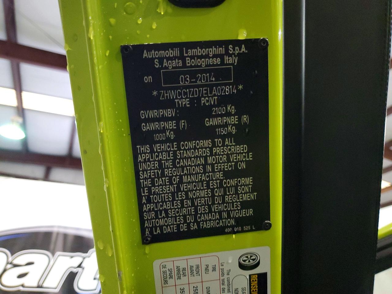 2014 Lamborghini All other VIN ZHWCC1ZD7ELA02814 photo 12