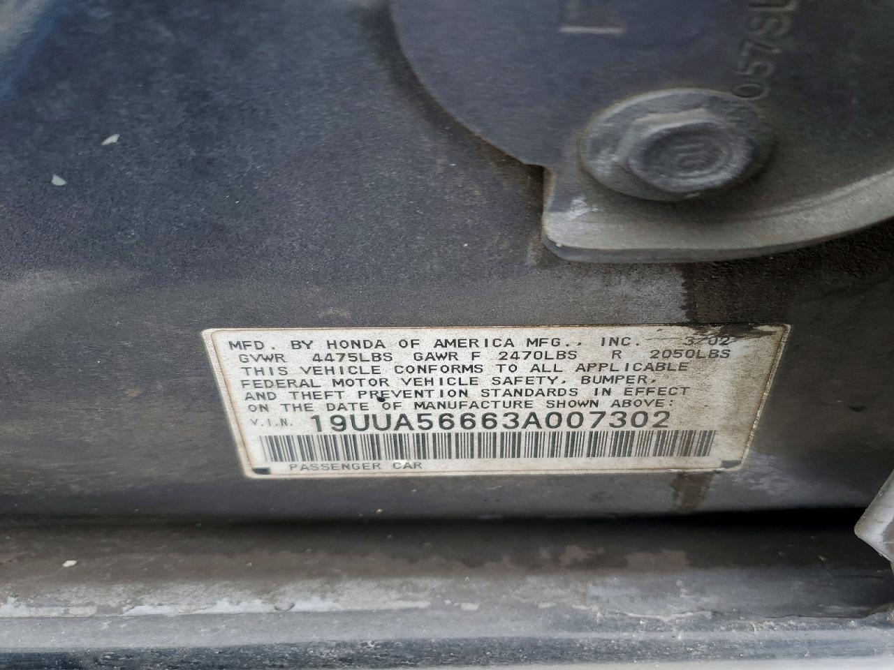 2003 Acura Tl VIN 19UUA56663A007302 photo 12