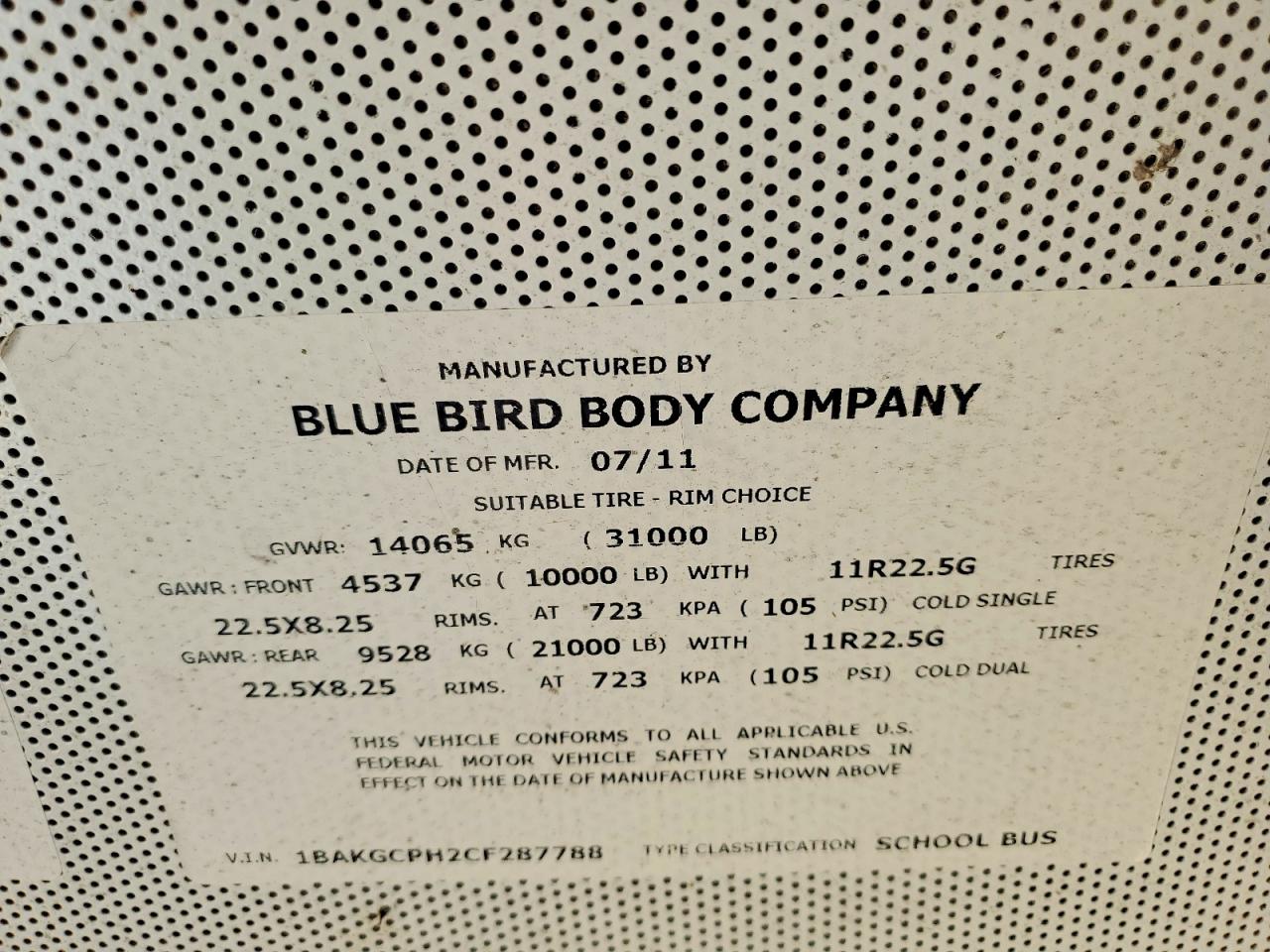 2012 BLUEBIRD All other VIN 1BAKGCPH2CF287788 photo 10