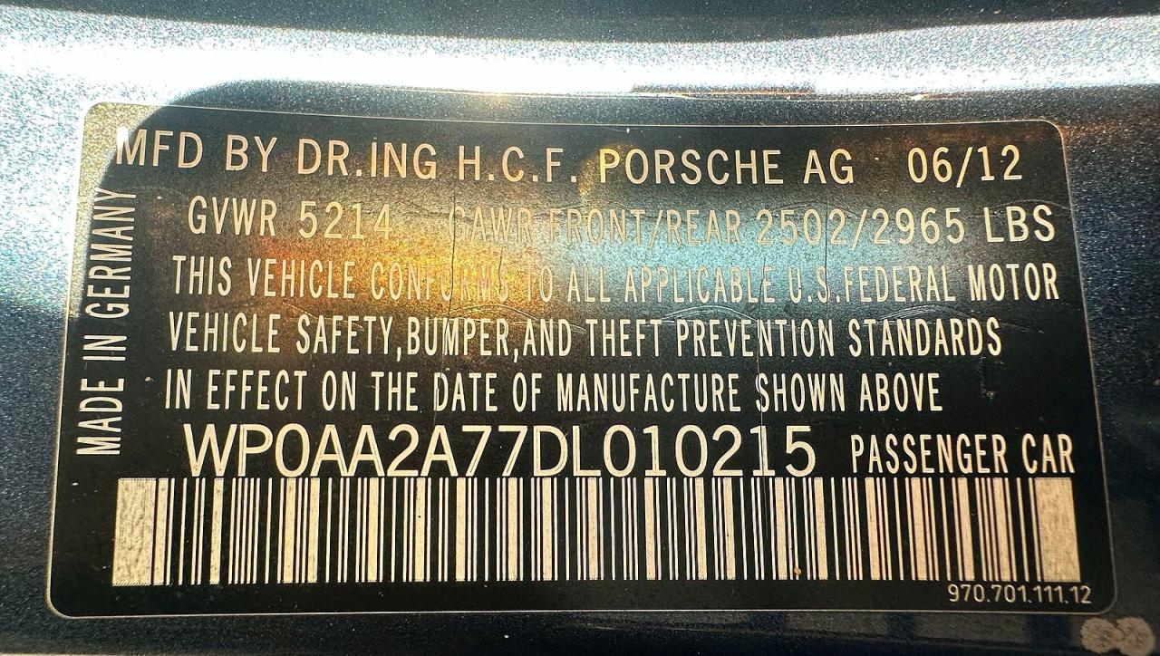 2013 Porsche Panamera VIN WP0AA2A77DL010215 photo 10