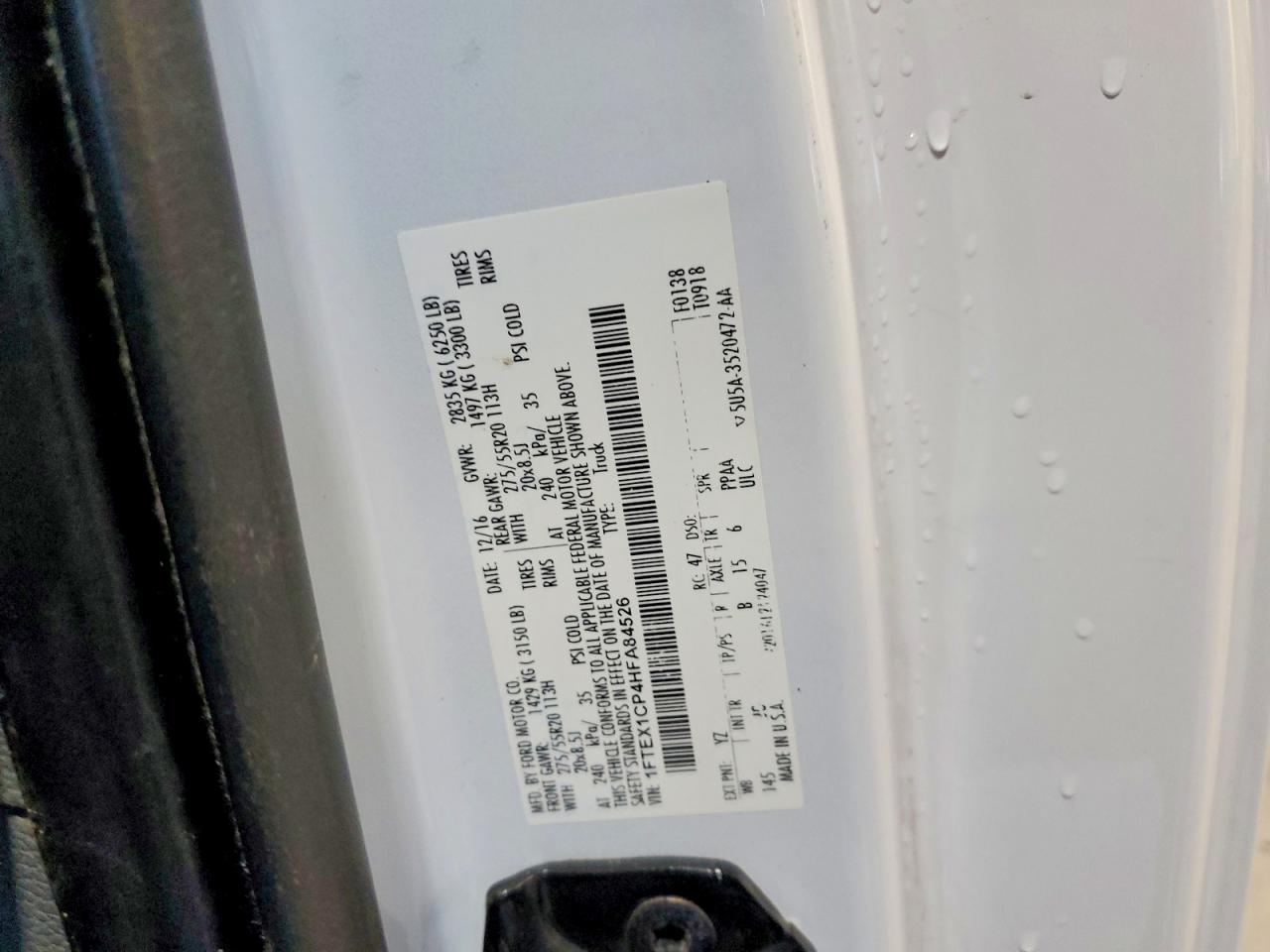 2017 FORD F150 VIN 1FTEX1CP4HFA84526 photo 12