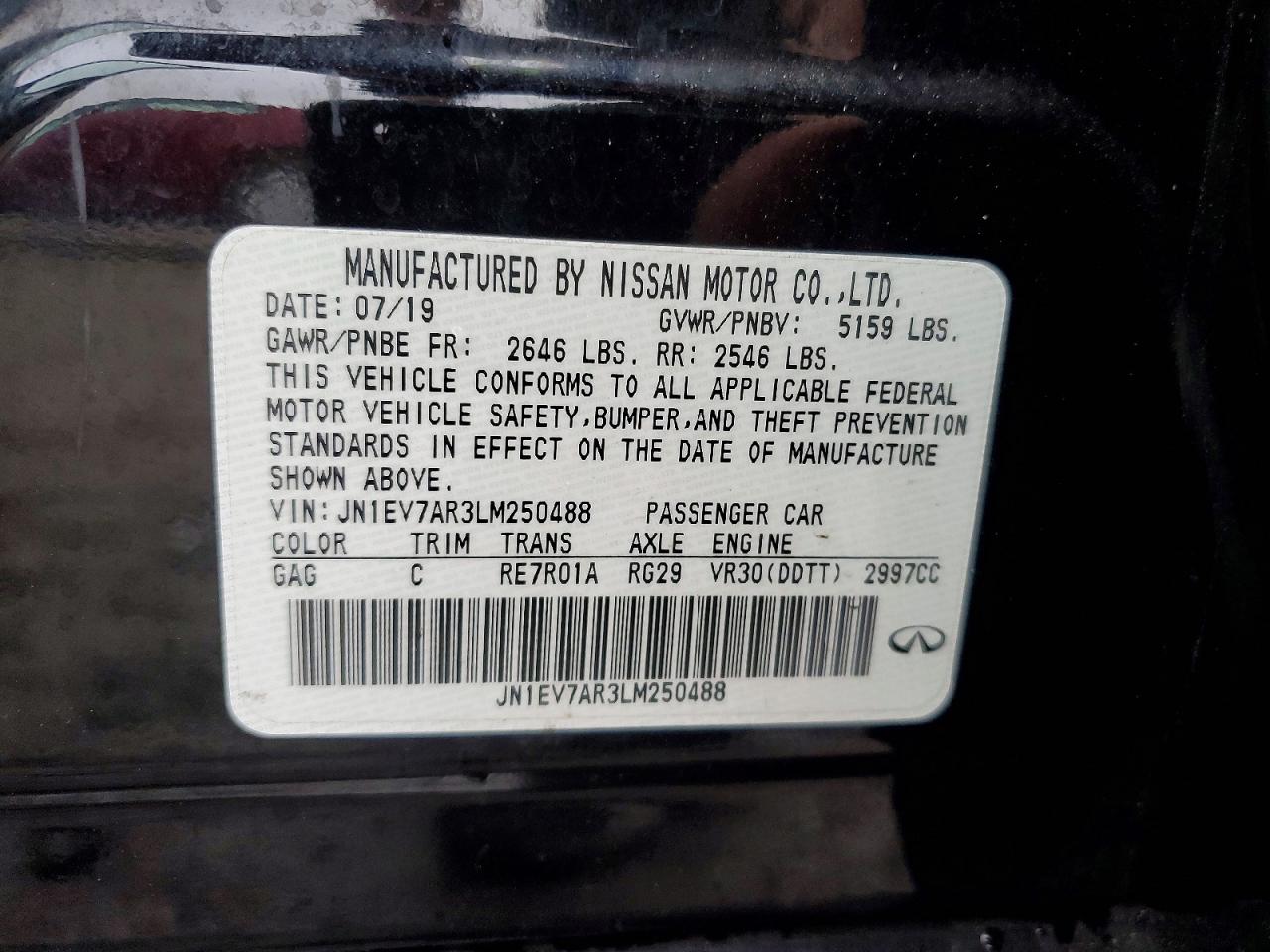 2020 Infiniti Q50 VIN JN1EV7AR3LM250488 photo 12