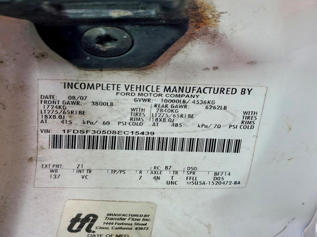 2008 Ford F350 VIN 1FDSF30508EC15439 photo 12