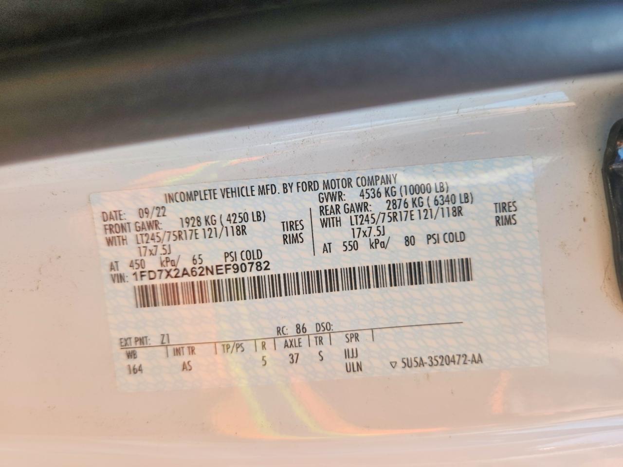 2022 Ford F250 VIN 1FD7X2A62NEF90782 photo 12