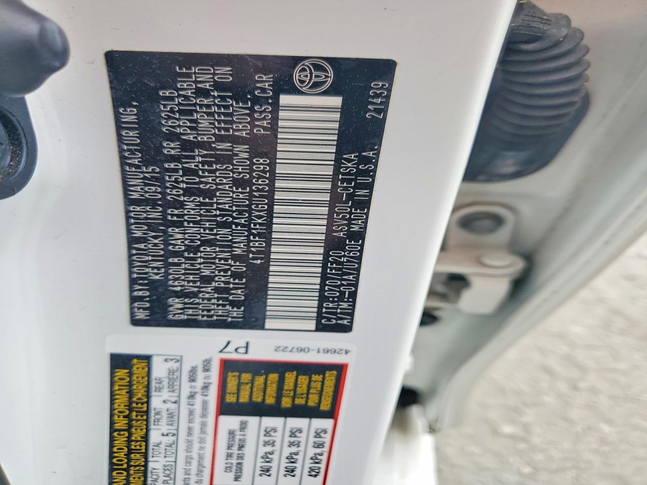 2016 TOYOTA Camry hyb VIN 4T1BF1FKXGU136298 photo 12