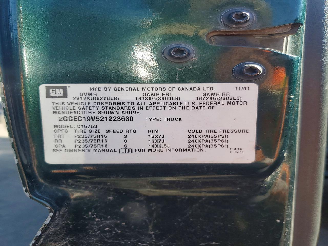 2002 Chevrolet Silverado VIN 2GCEC19V521223630 photo 12