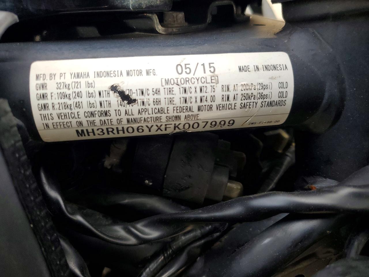 2015 YAMA Yzf600 VIN MH3RH06YXFK007999 photo 9