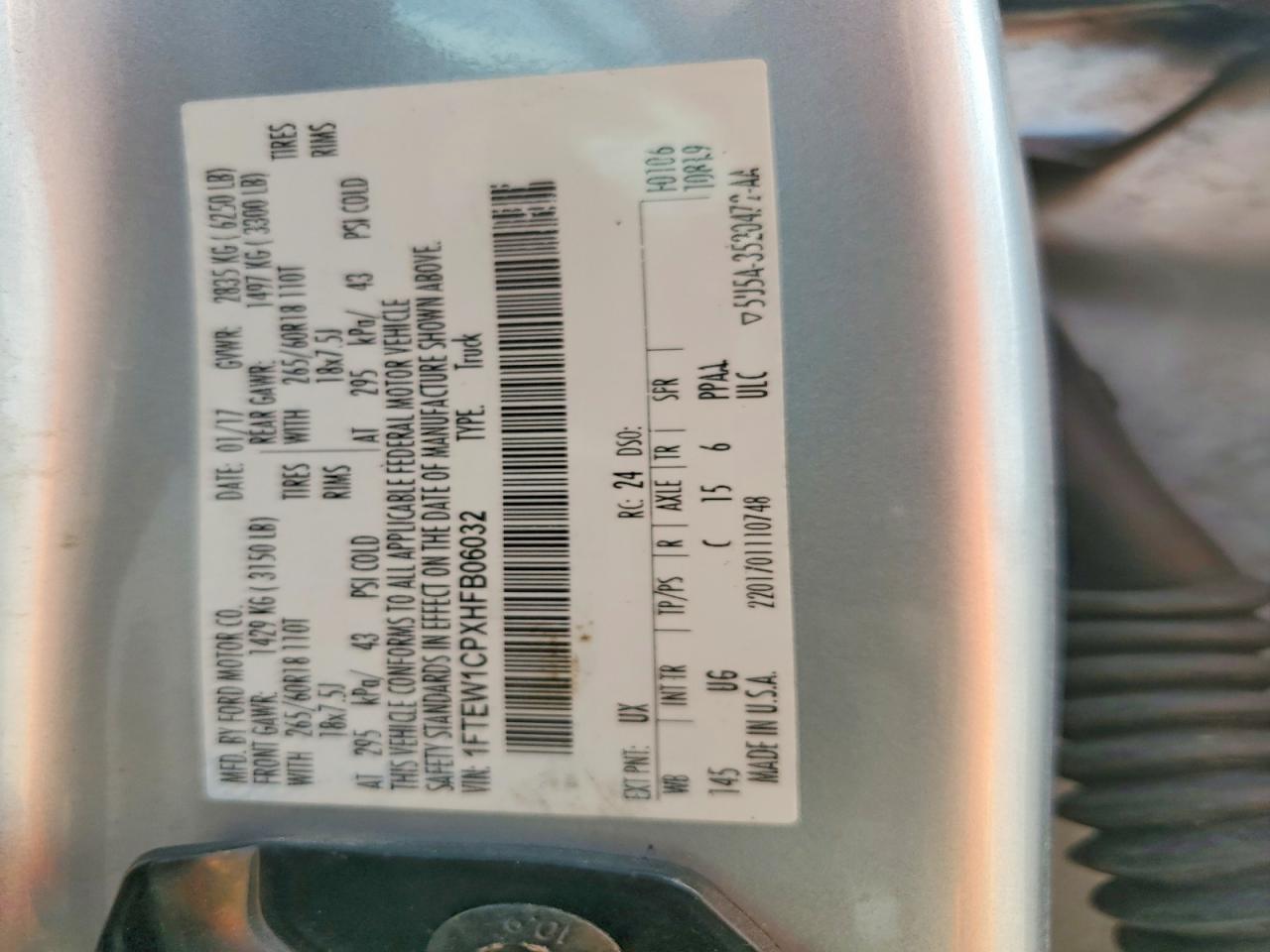 2017 FORD All models VIN 1FTEW1CPXHFB06032 photo 12