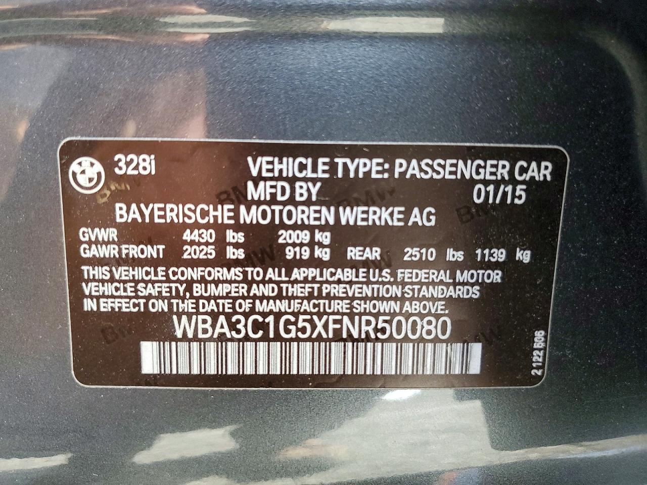 2015 BMW 3 series VIN WBA3C1G5XFNR50080 photo 12