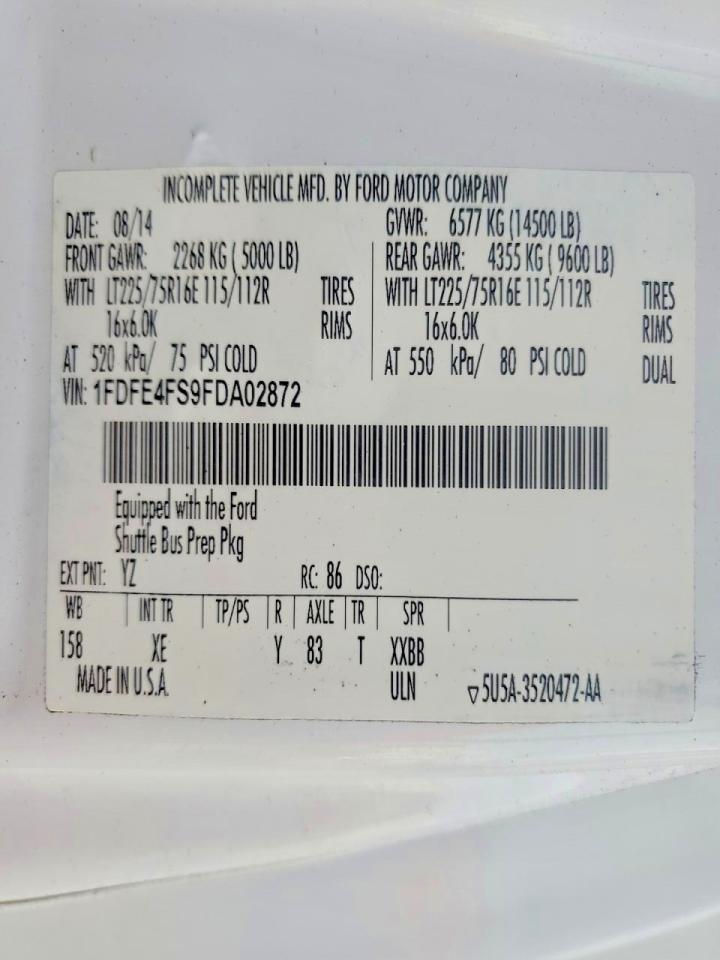 2015 Ford Econoline VIN 1FDFE4FS9FDA02872 photo 10
