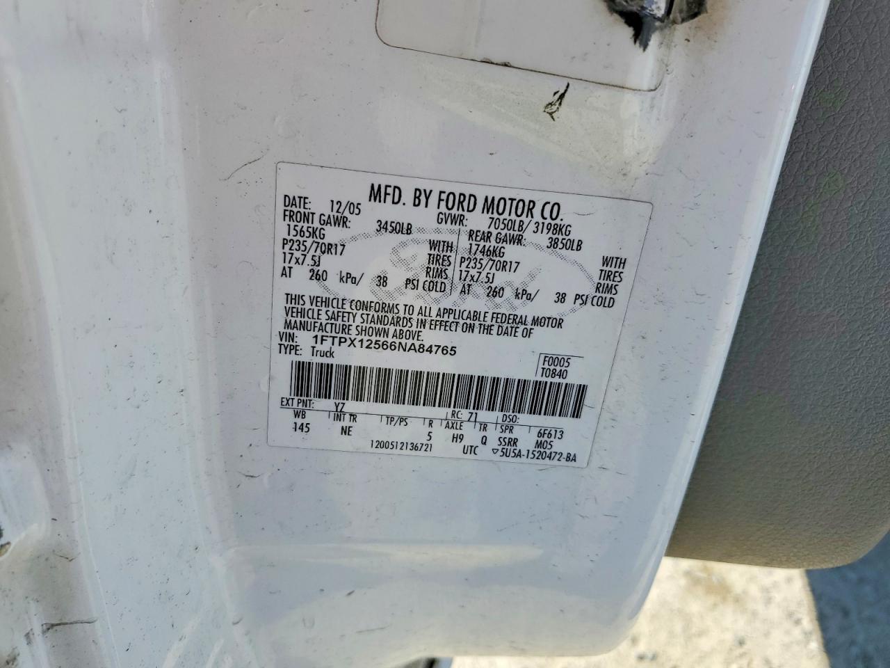 2006 Ford All models VIN 1FTPX12566NA84765 photo 12