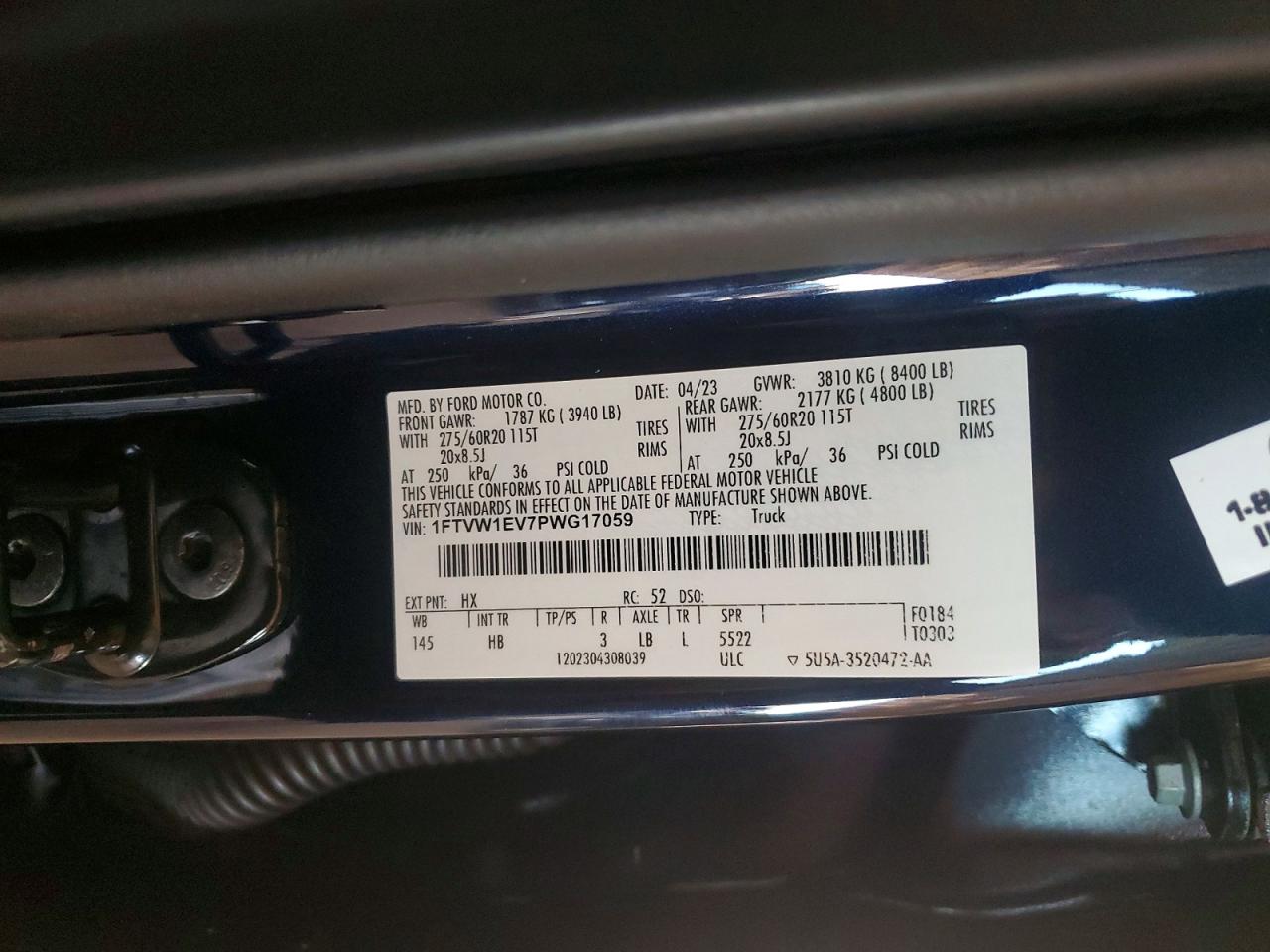 2023 FORD F150 VIN 1FTVW1EV7PWG17059 photo 12