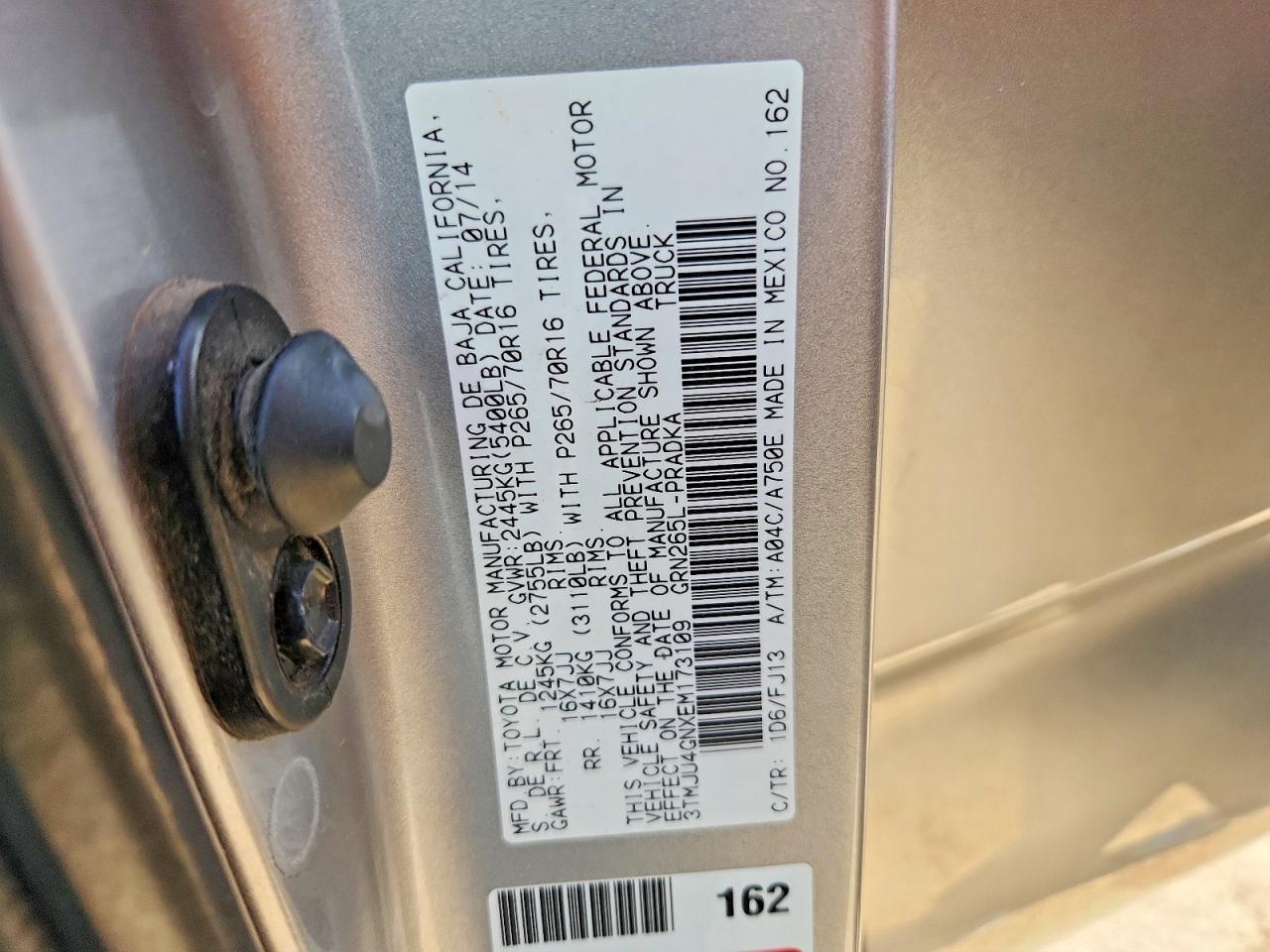 2014 Toyota All models VIN 3TMJU4GNXEM173109 photo 12