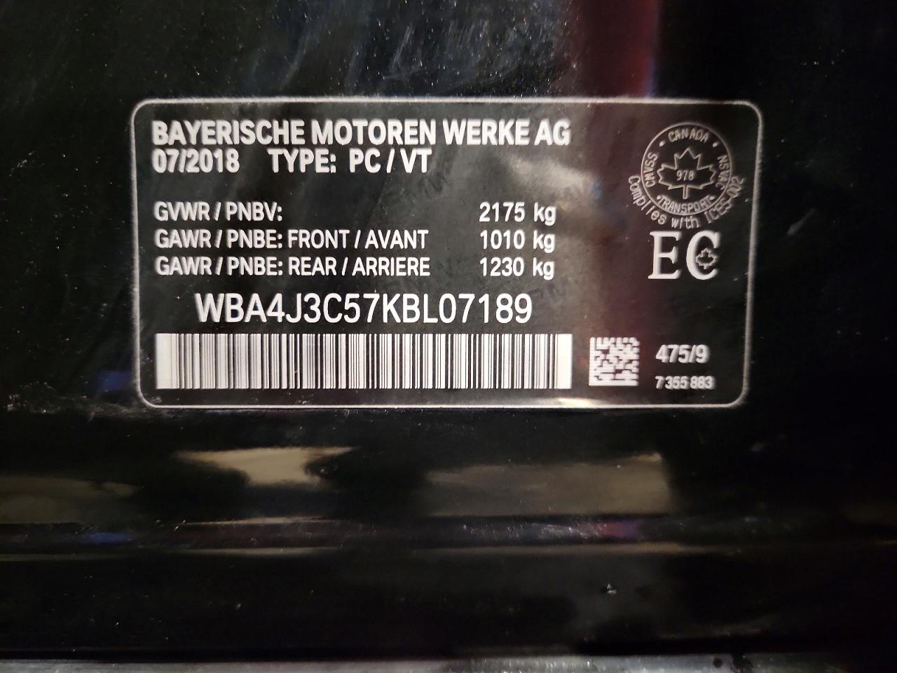 2019 BMW 4 series VIN WBA4J3C57KBL07189 photo 12