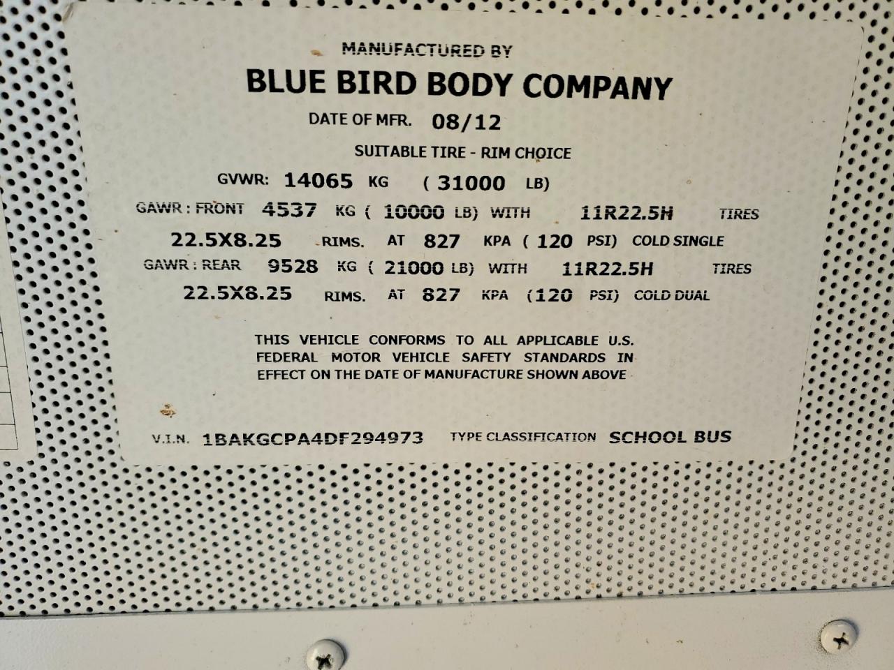 2013 BLUEBIRD All other VIN 1BAKGCPA4DF294973 photo 10