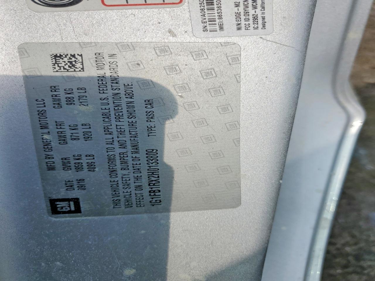 2017 CHEV Camaro VIN 1G1FB1RX2H0133809 photo 12
