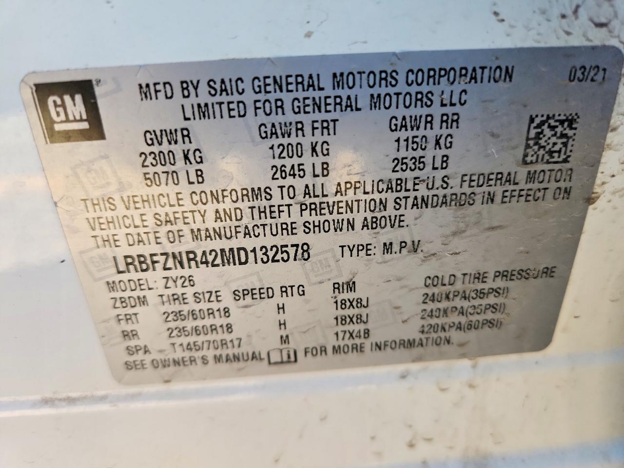 2021 Buick Envision VIN LRBFZNR42MD132578 photo 12