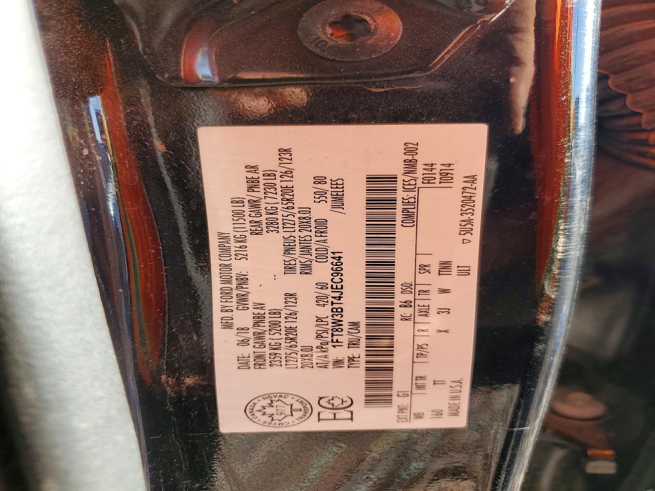 2018 Ford F350 VIN 1FT8W3BT4JEC96641 photo 12