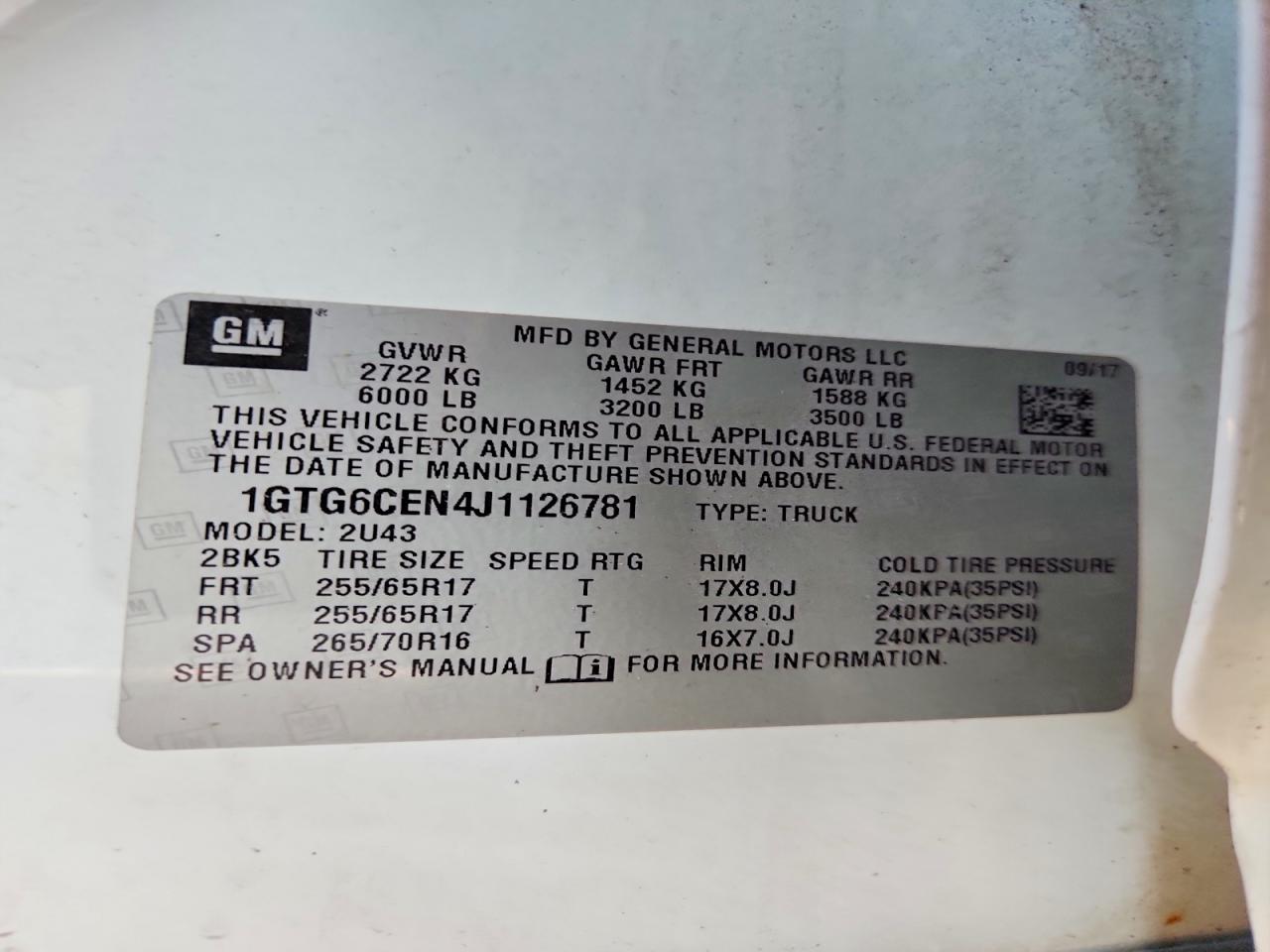 2018 GMC Canyon VIN 1GTG6CEN4J1126781 photo 12