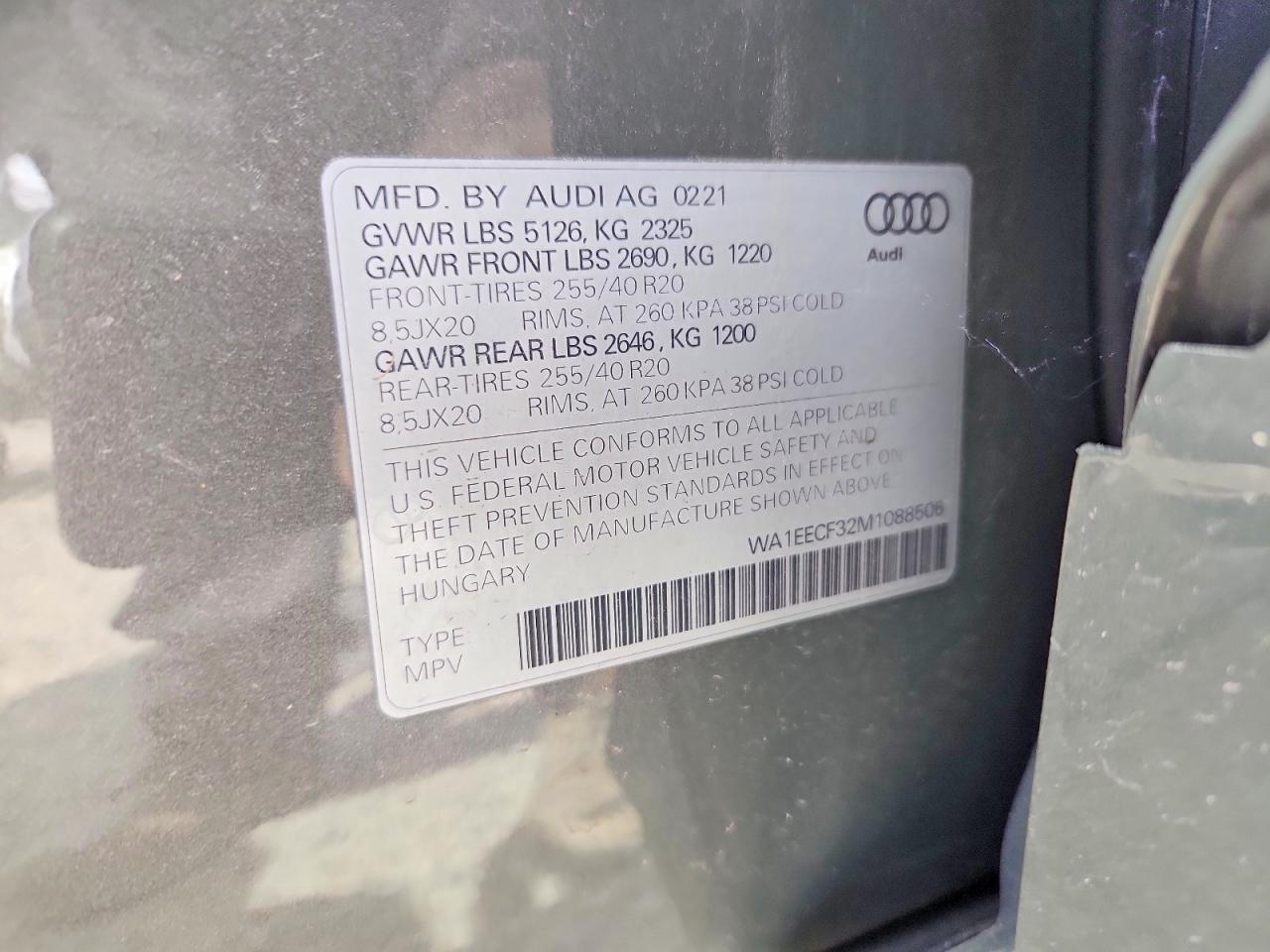 2021 AUDI Q3 VIN WA1EECF32M1088506 photo 12