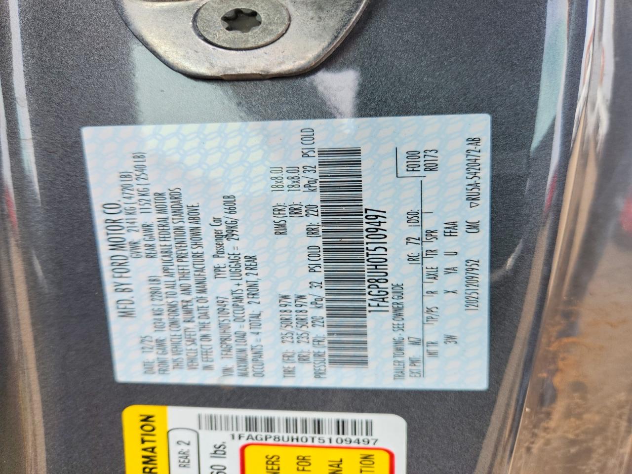 2026 Ford Mustang VIN 1FAGP8UH0T5109497 photo 12