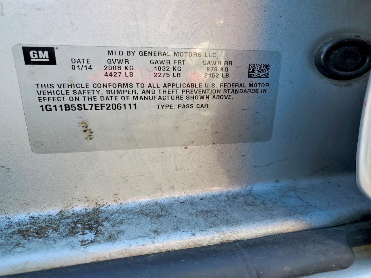 2014 CHEV Malibu VIN 1G11B5SL7EF206111 photo 12