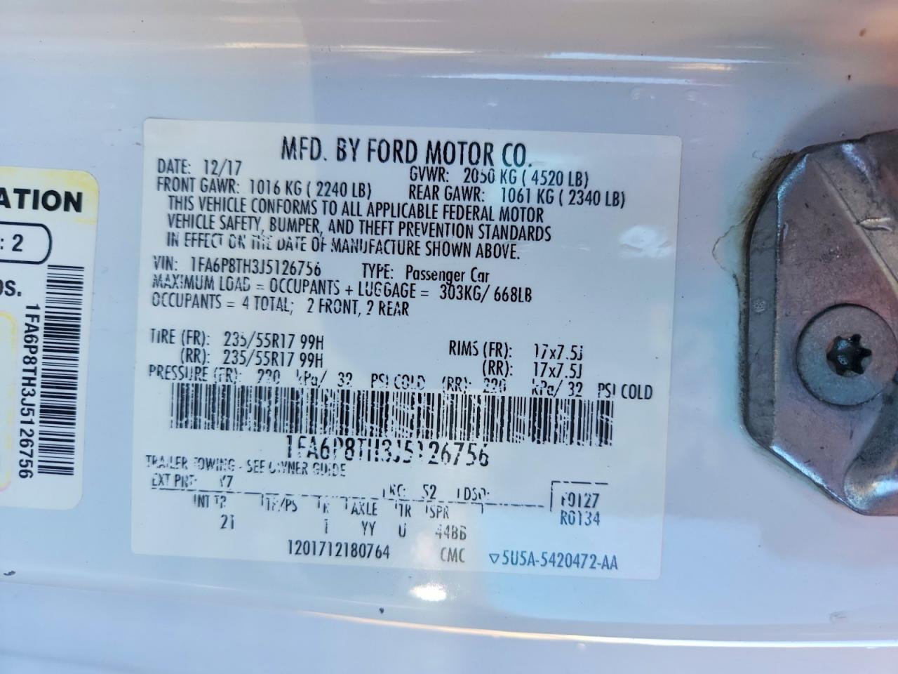 2018 Ford Mustang VIN 1FA6P8TH3J5126756 photo 12