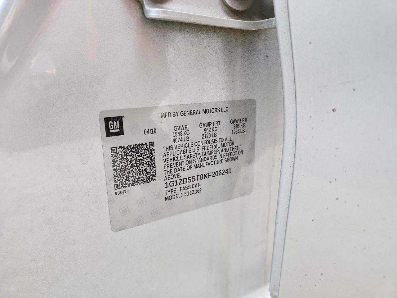 2019 Chev Malibu VIN 1G1ZD5ST8KF206241 photo 12
