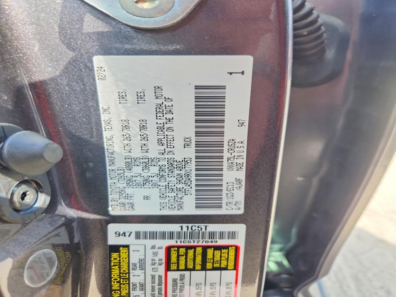 2024 Toyota Tundra VIN 5TFLA5DA9RX177953 photo 12