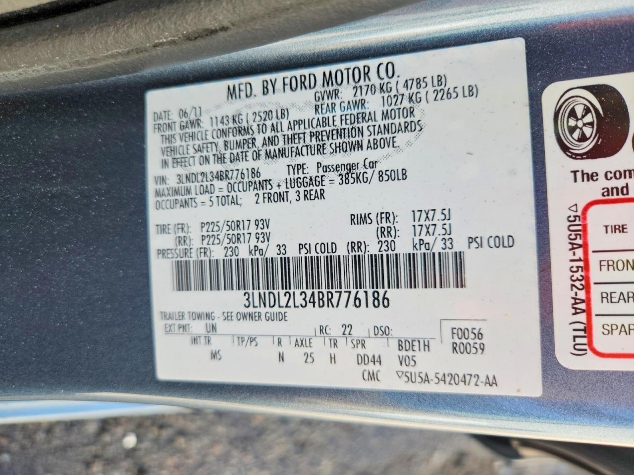 2011 LINCOLN Mkz VIN 3LNDL2L34BR776186 photo 12