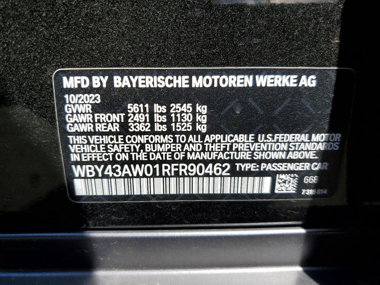 2024 BMW All other VIN WBY43AW01RFR90462 photo 12