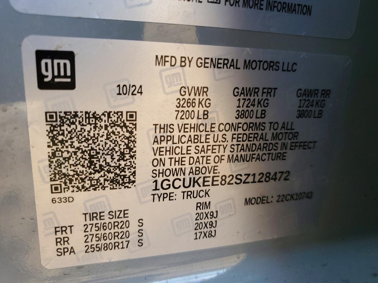2025 CHEV All models VIN 1GCUKEE82SZ128472 photo 12