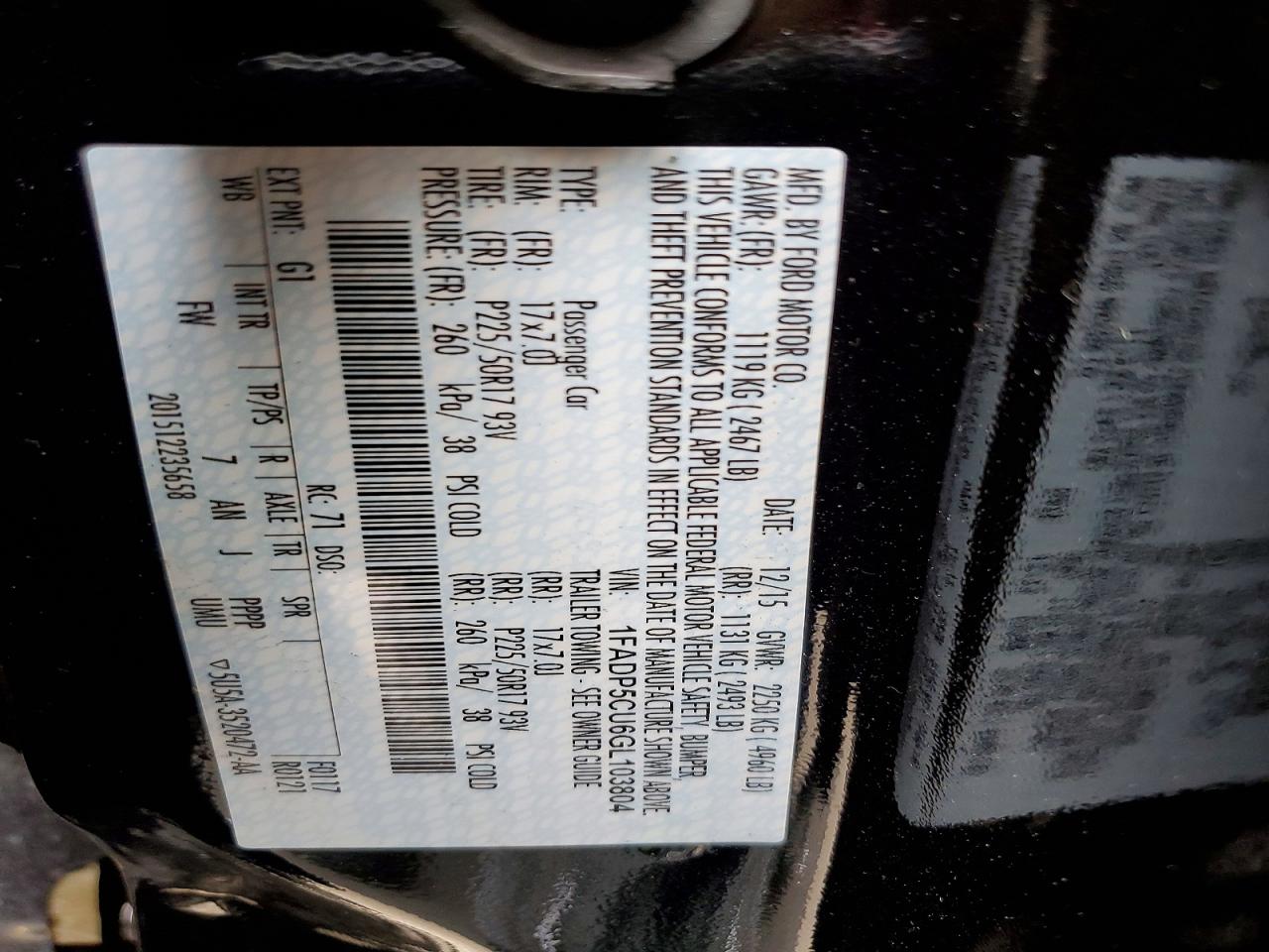 2016 Ford Cmax VIN 1FADP5CU6GL103804 photo 12