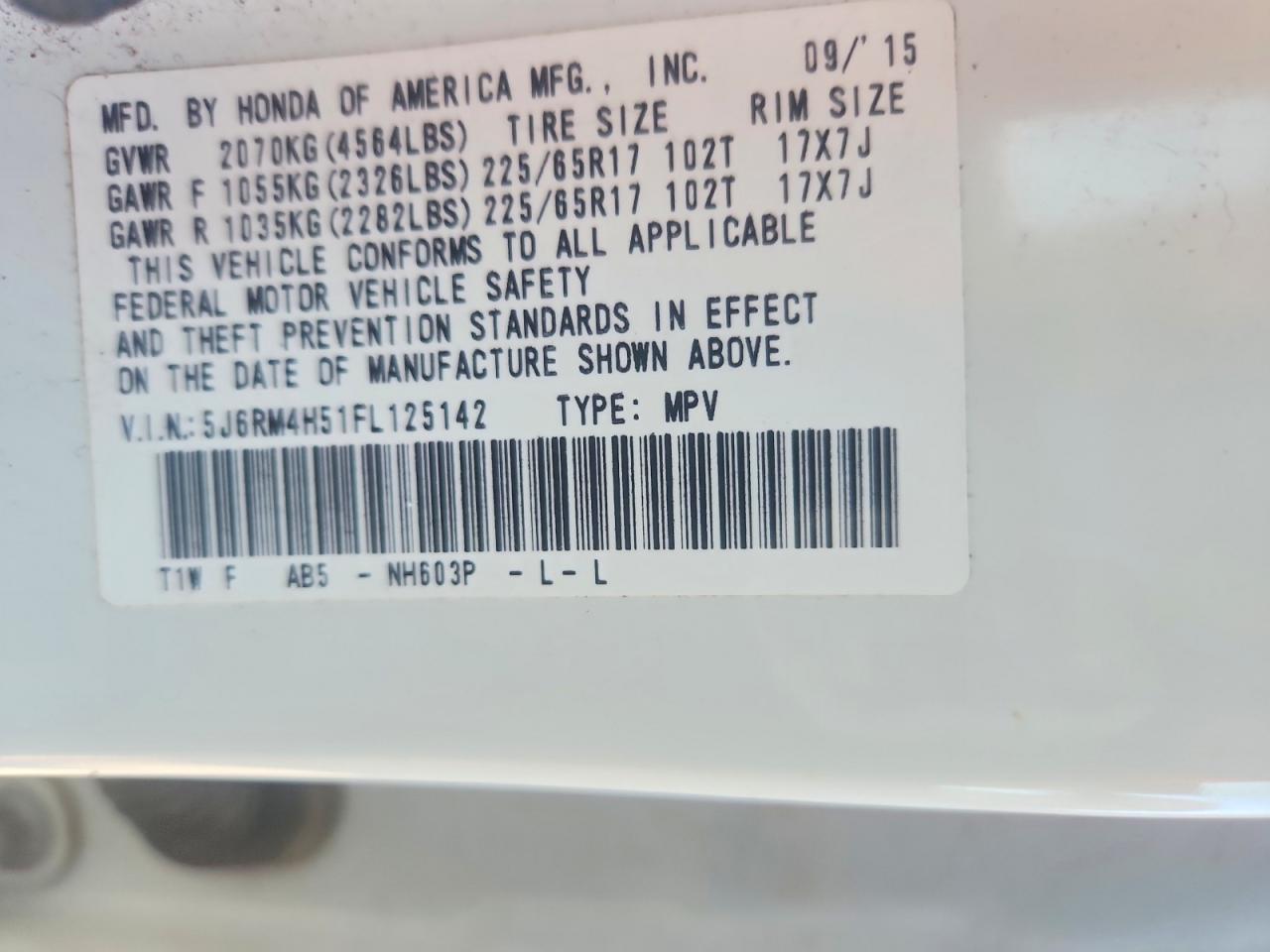 2015 HONDA Crv VIN 5J6RM4H51FL125142 photo 12