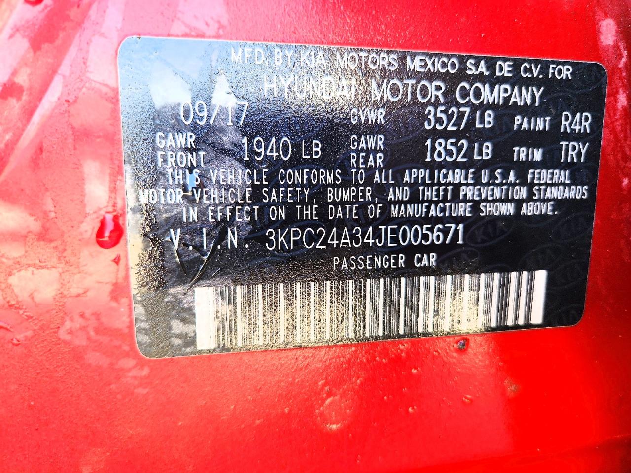 2018 Hyundai Accent VIN 3KPC24A34JE005671 photo 12